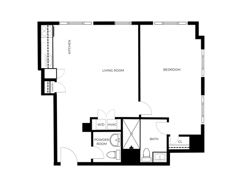 A black and white image of a floor plan for a house.